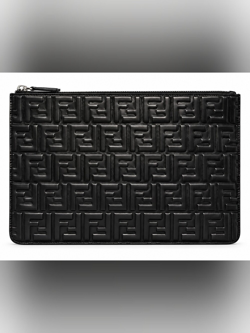 Fendi Vitello Grace Zucca Embossed FF Flat Pouch